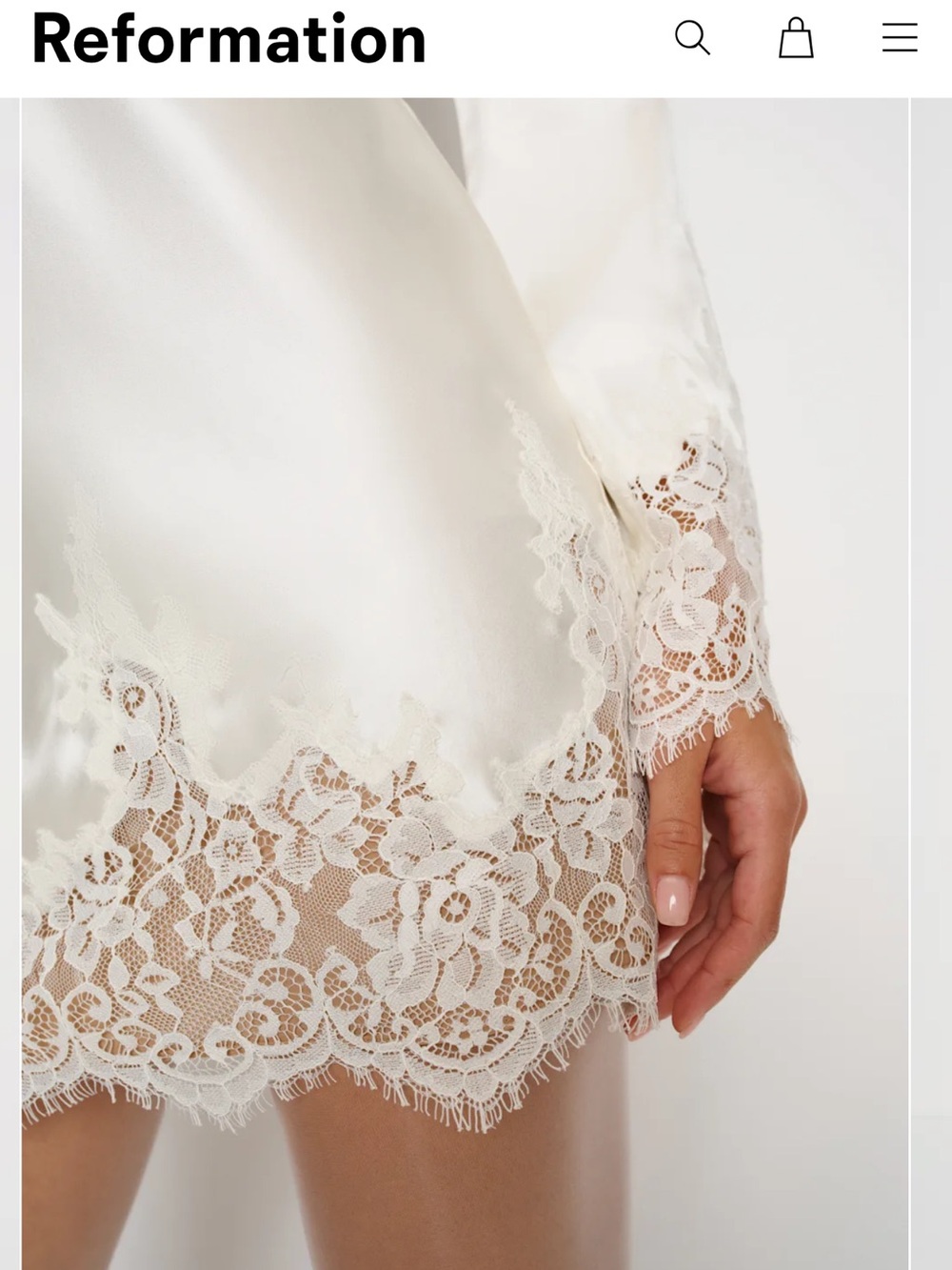 Reformation Blanche Dress Satin Lace Trim - Picture 5 of 14